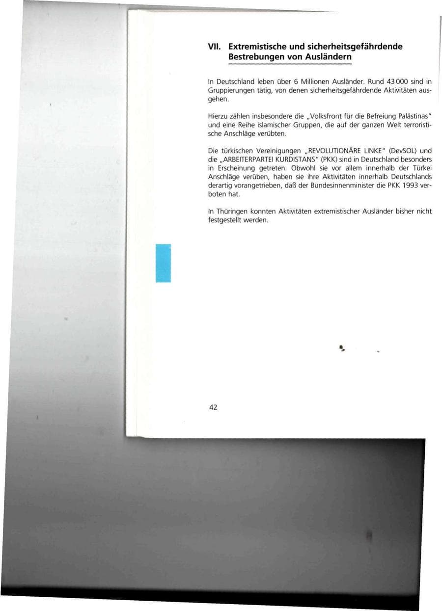 Seite 42 des Verfassungsschutzbericht 1993 Thüringen