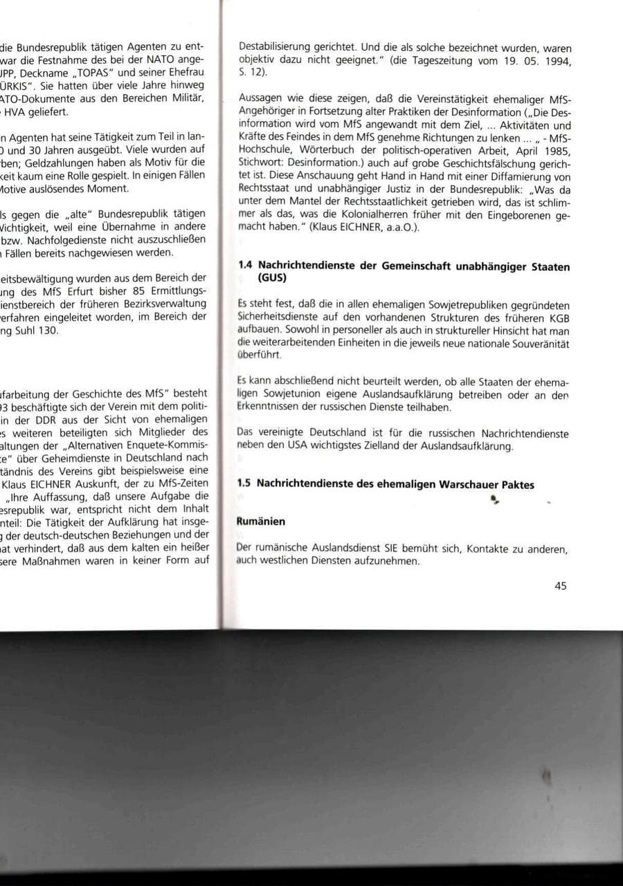 Seite 45 des Verfassungsschutzbericht 1993 Thüringen