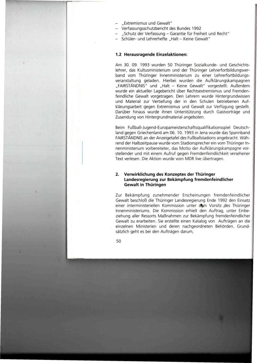 Seite 50 des Verfassungsschutzbericht 1993 Thüringen