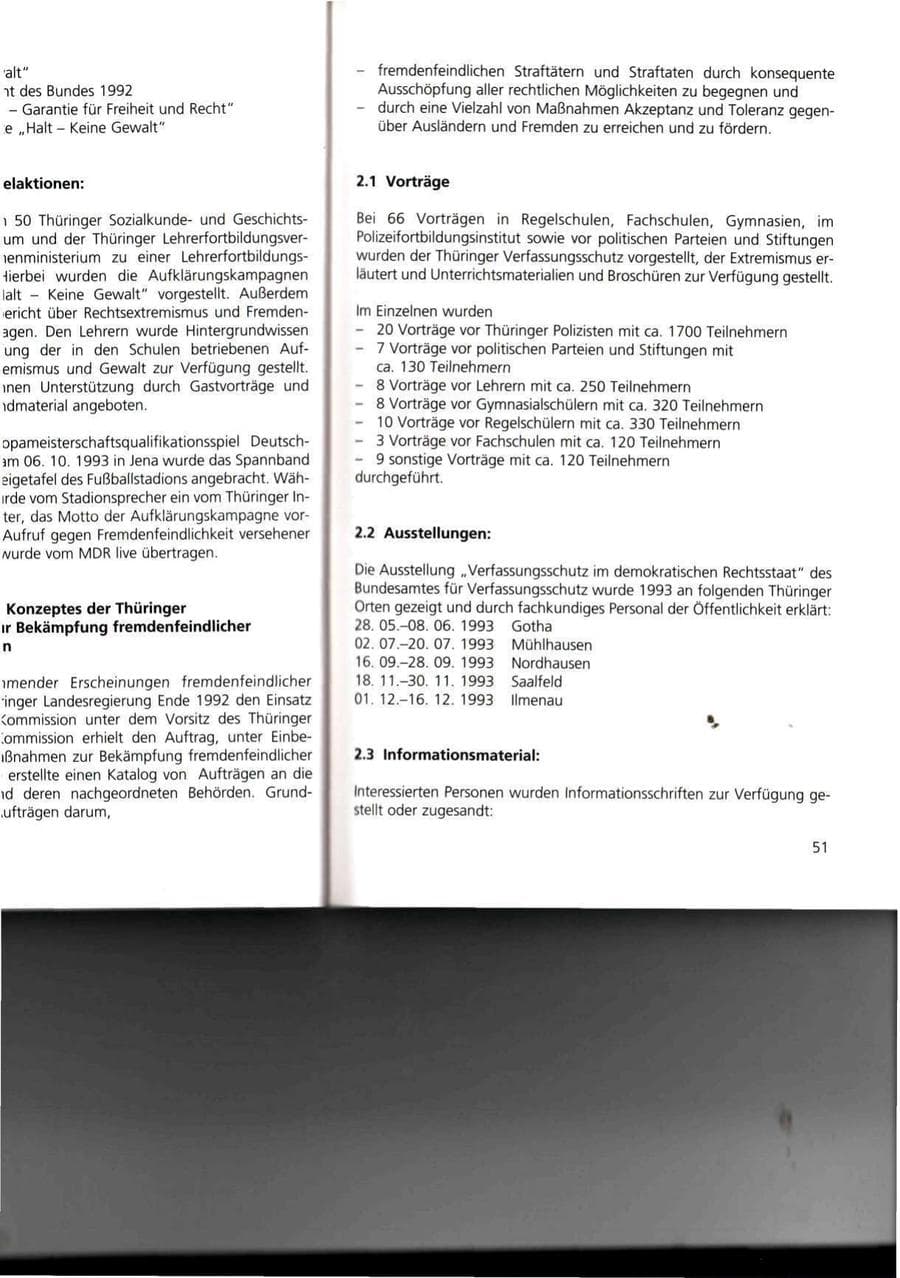 Seite 51 des Verfassungsschutzbericht 1993 Thüringen