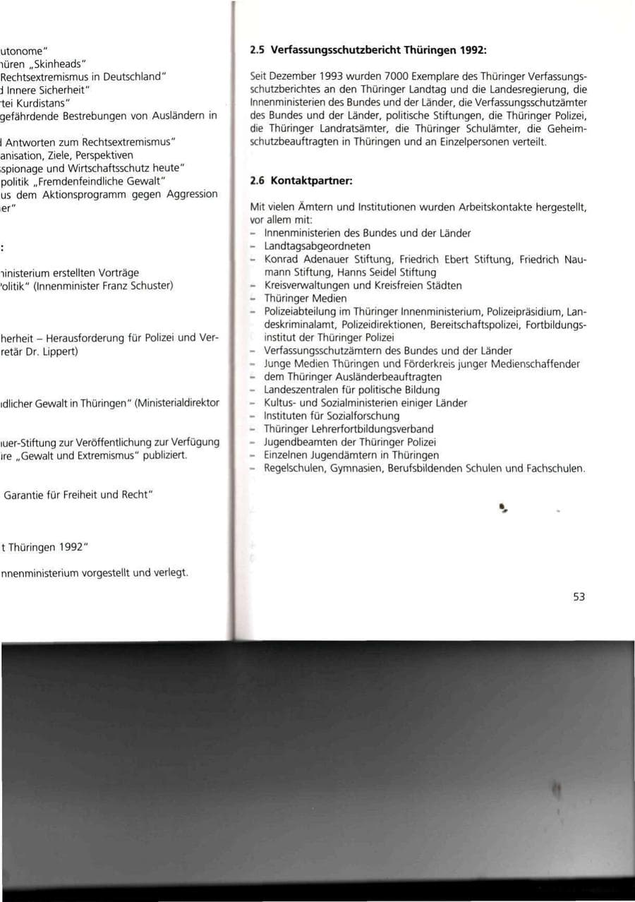 Seite 53 des Verfassungsschutzbericht 1993 Thüringen