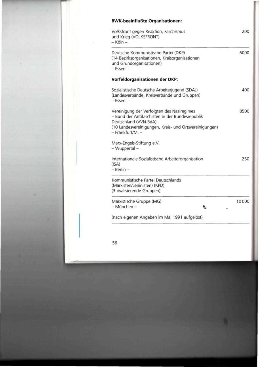Seite 56 des Verfassungsschutzbericht 1993 Thüringen