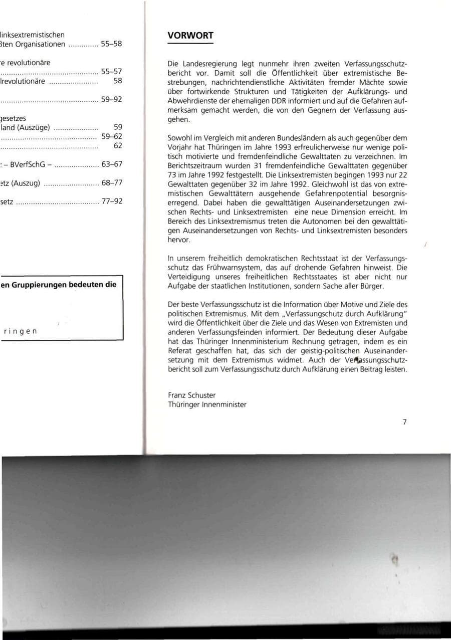 Seite 7 des Verfassungsschutzbericht 1993 Thüringen