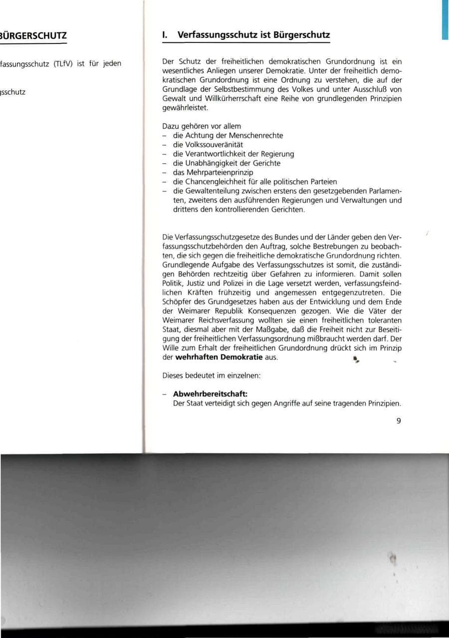 Seite 9 des Verfassungsschutzbericht 1993 Thüringen