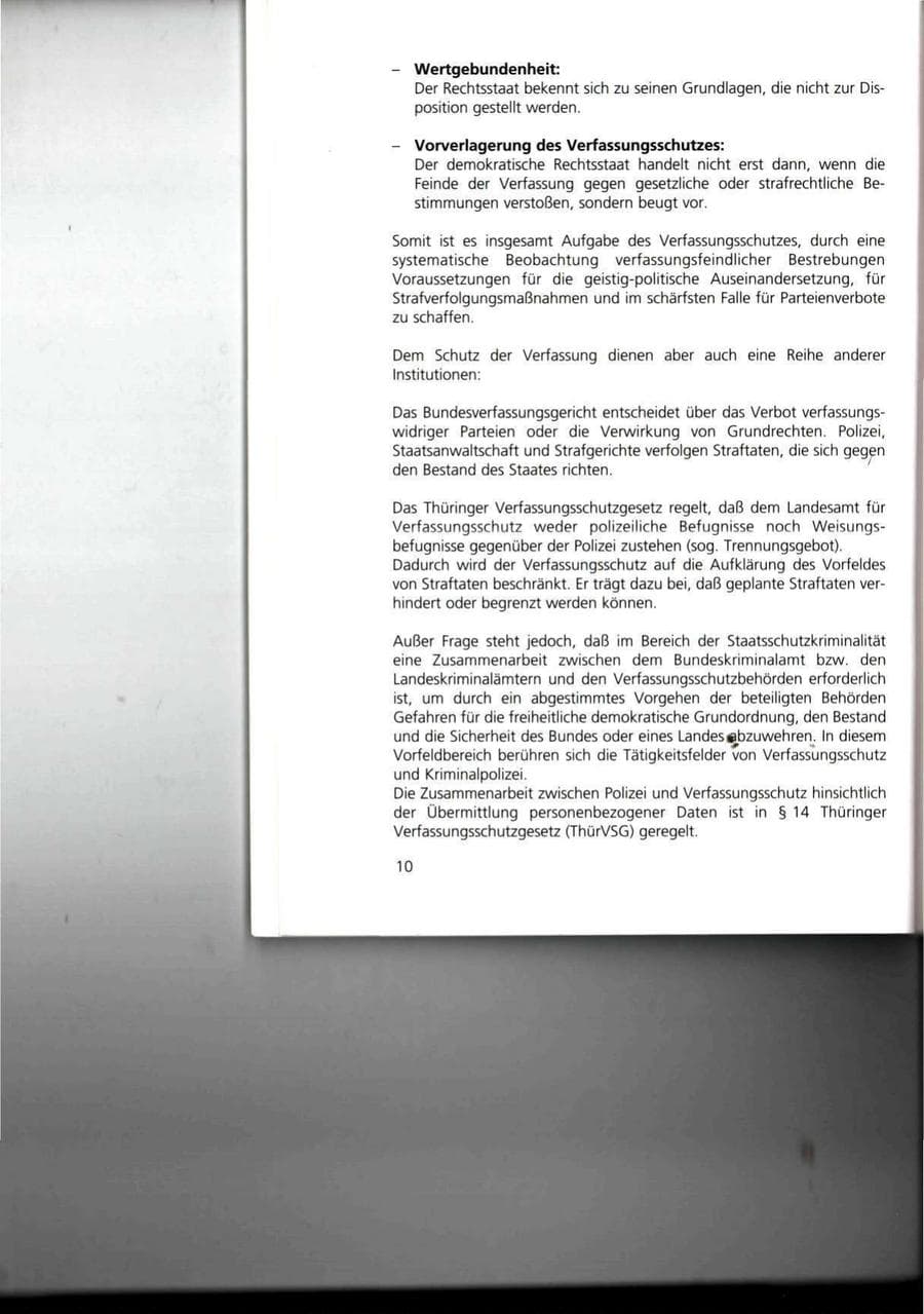 Seite 10 des Verfassungsschutzbericht 1993 Thüringen