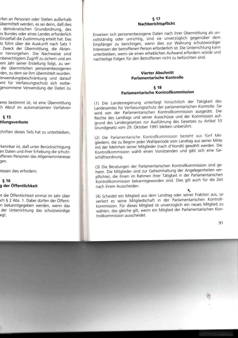 Seite 91 des Verfassungsschutzbericht 1993 Thüringen