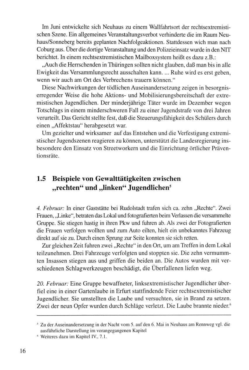 Seite 16 des Verfassungsschutzbericht 1995 Thüringen
