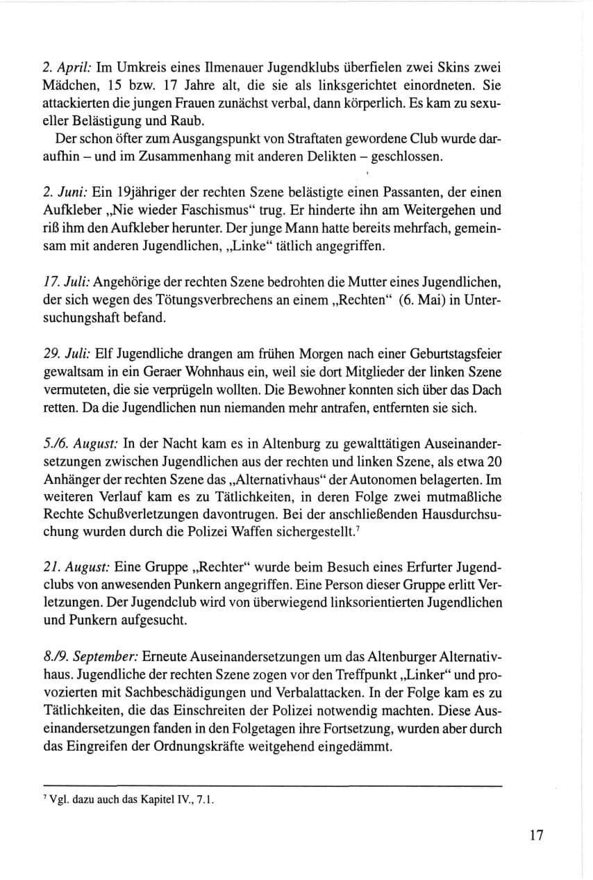 Seite 17 des Verfassungsschutzbericht 1995 Thüringen