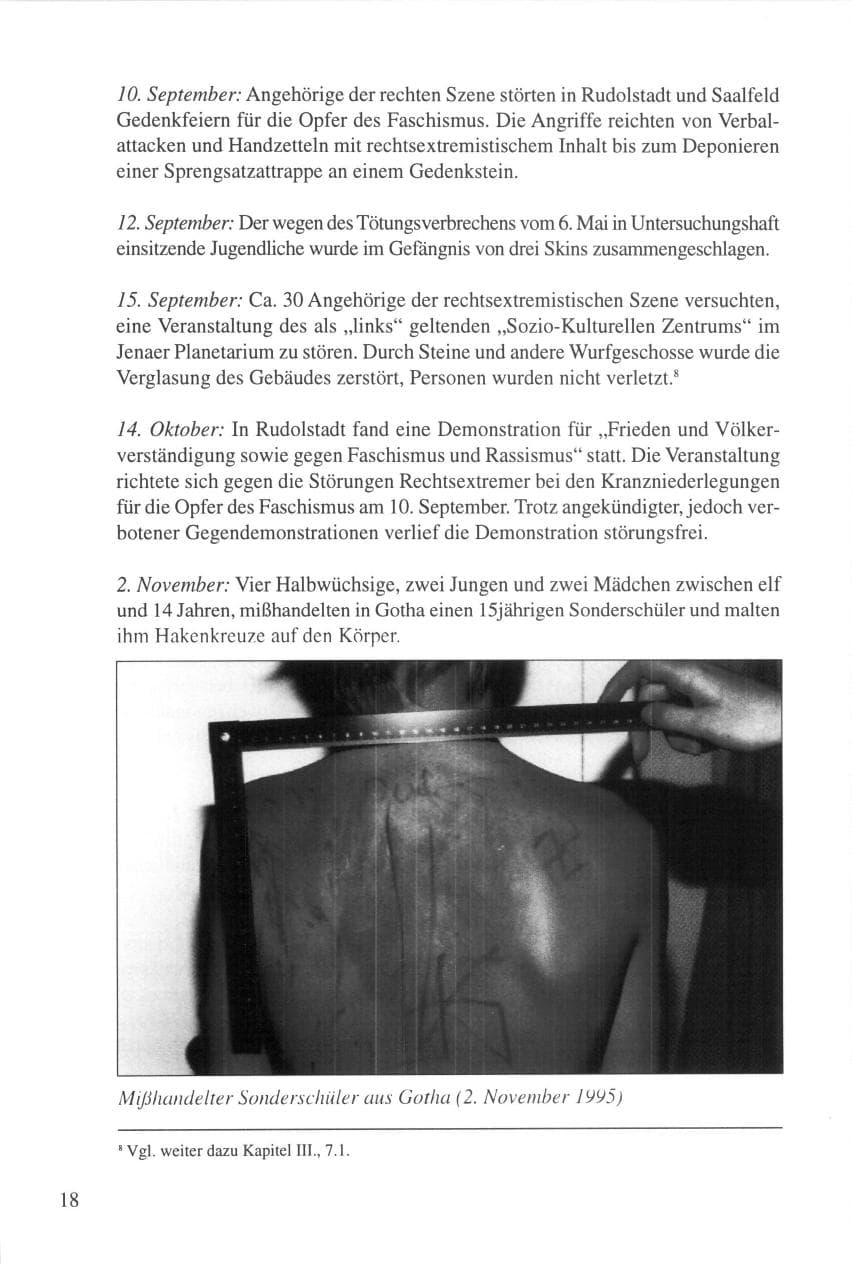 Seite 18 des Verfassungsschutzbericht 1995 Thüringen