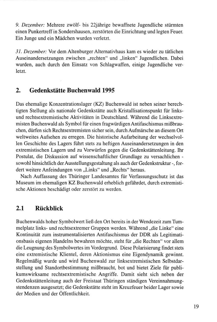Seite 19 des Verfassungsschutzbericht 1995 Thüringen