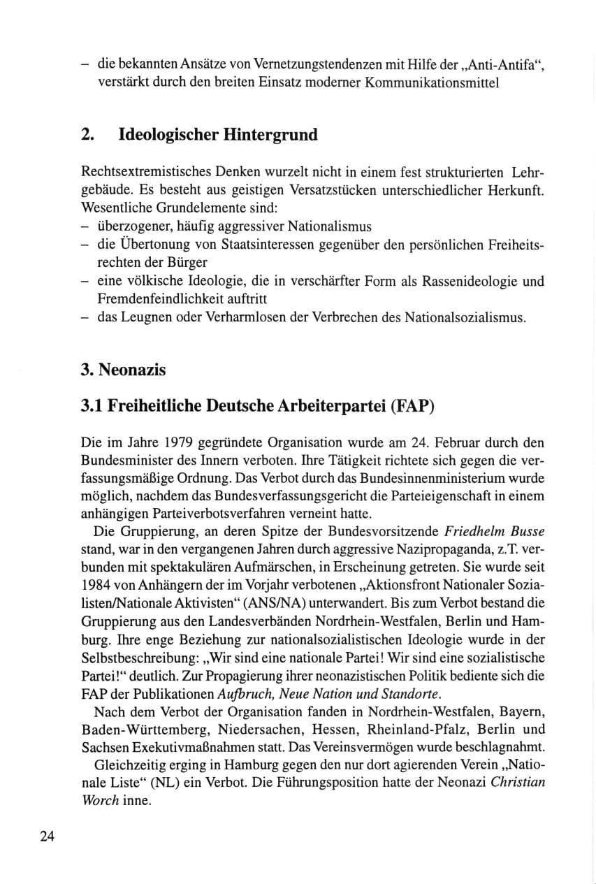 Seite 24 des Verfassungsschutzbericht 1995 Thüringen