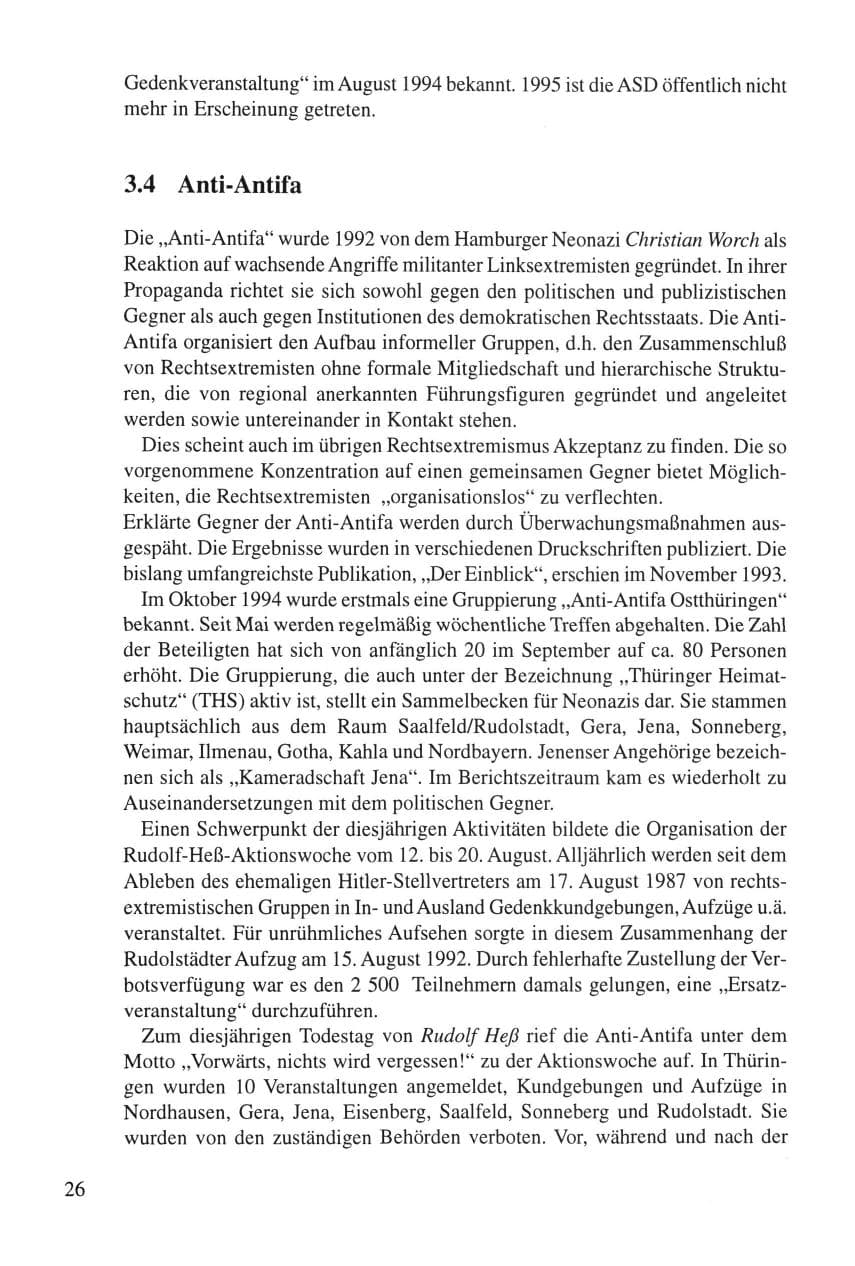 Seite 26 des Verfassungsschutzbericht 1995 Thüringen