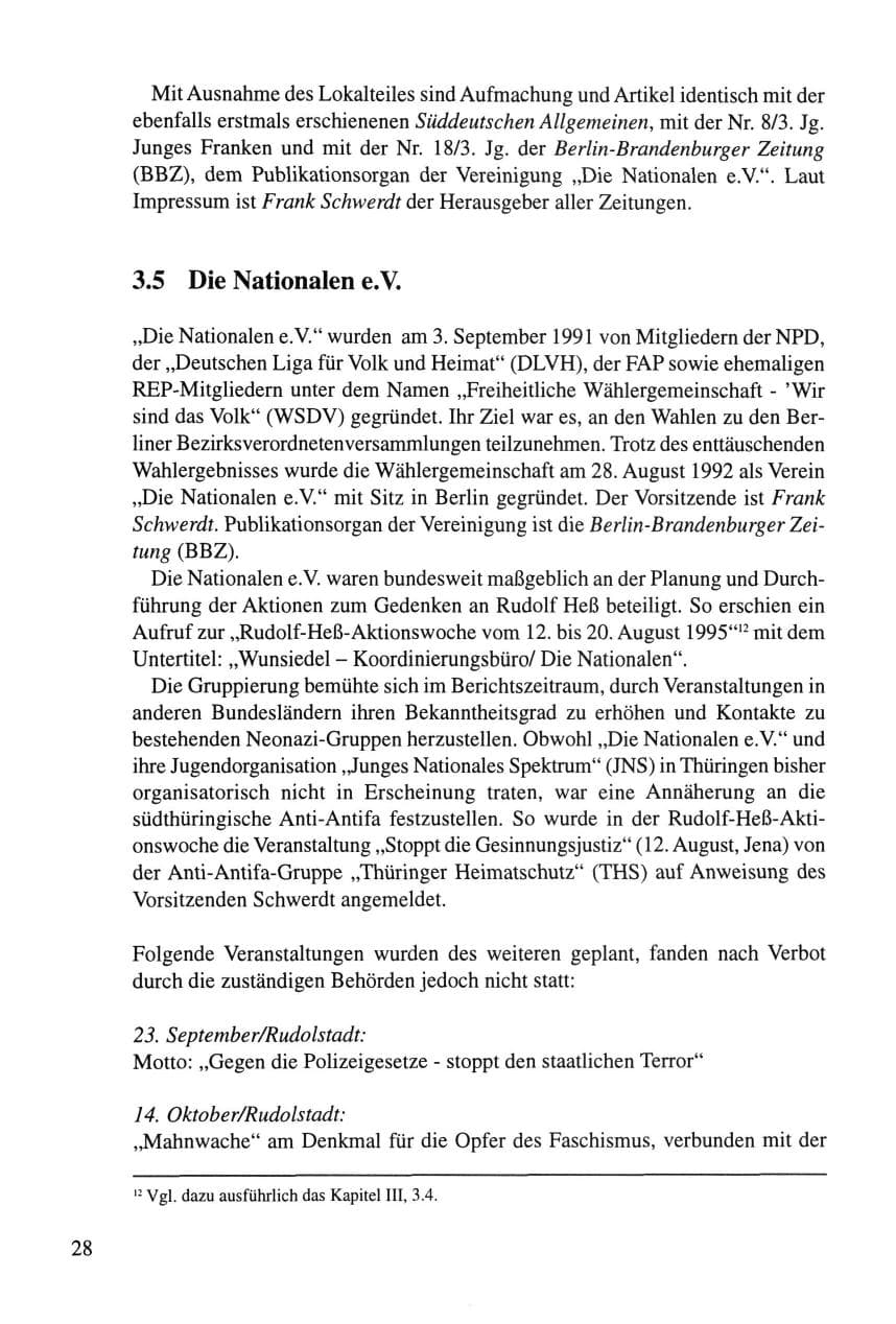 Seite 28 des Verfassungsschutzbericht 1995 Thüringen