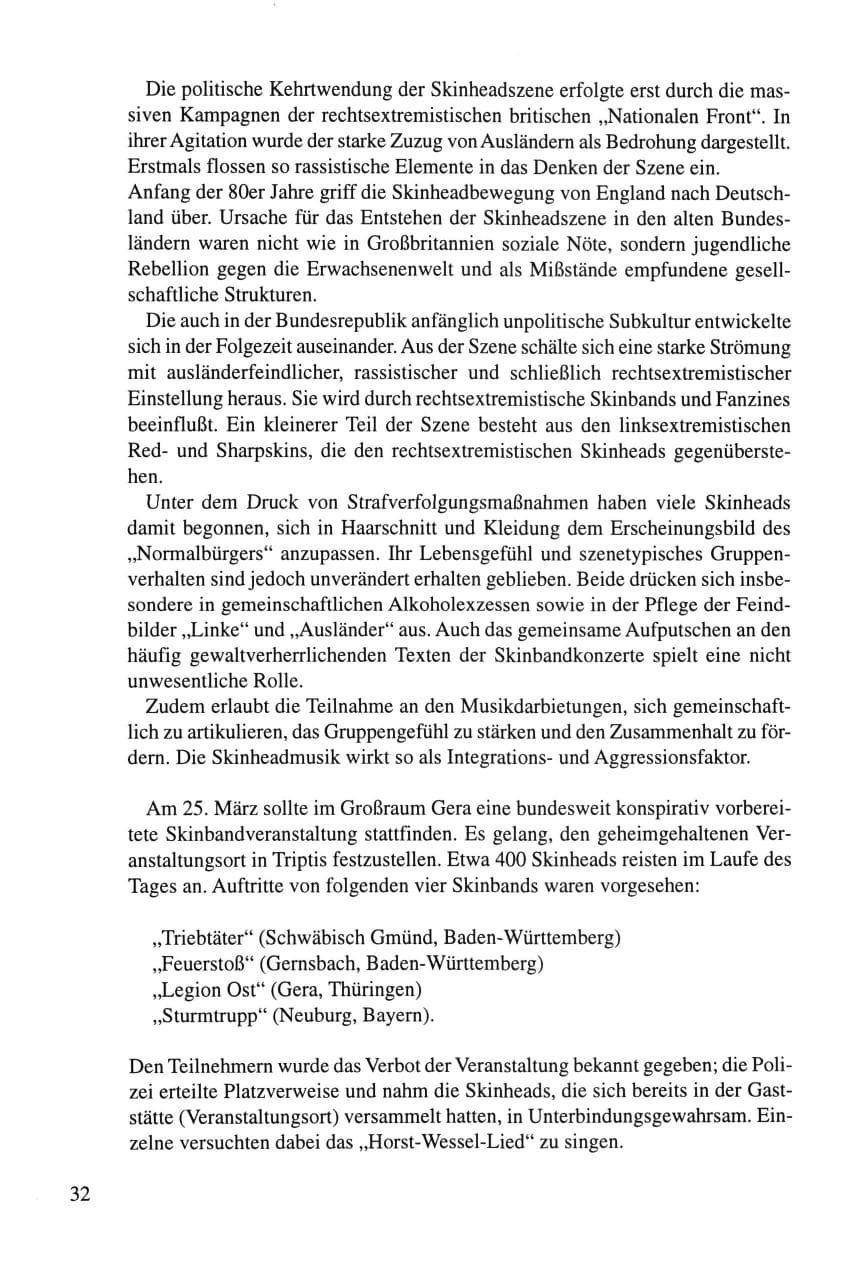 Seite 32 des Verfassungsschutzbericht 1995 Thüringen