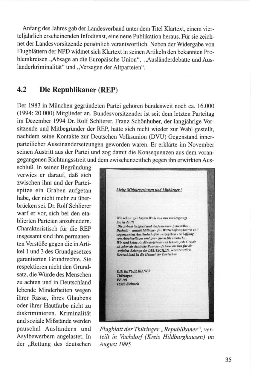 Seite 35 des Verfassungsschutzbericht 1995 Thüringen