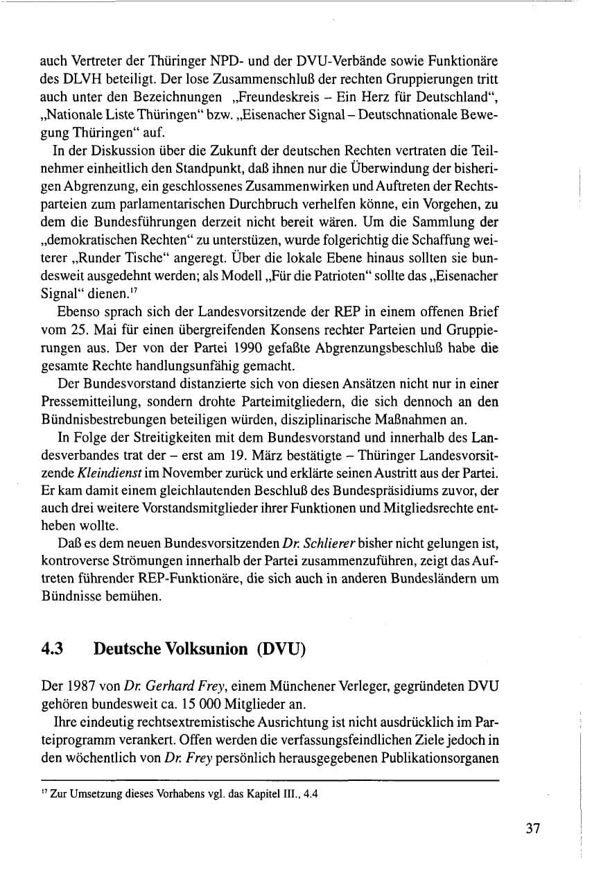 Seite 37 des Verfassungsschutzbericht 1995 Thüringen