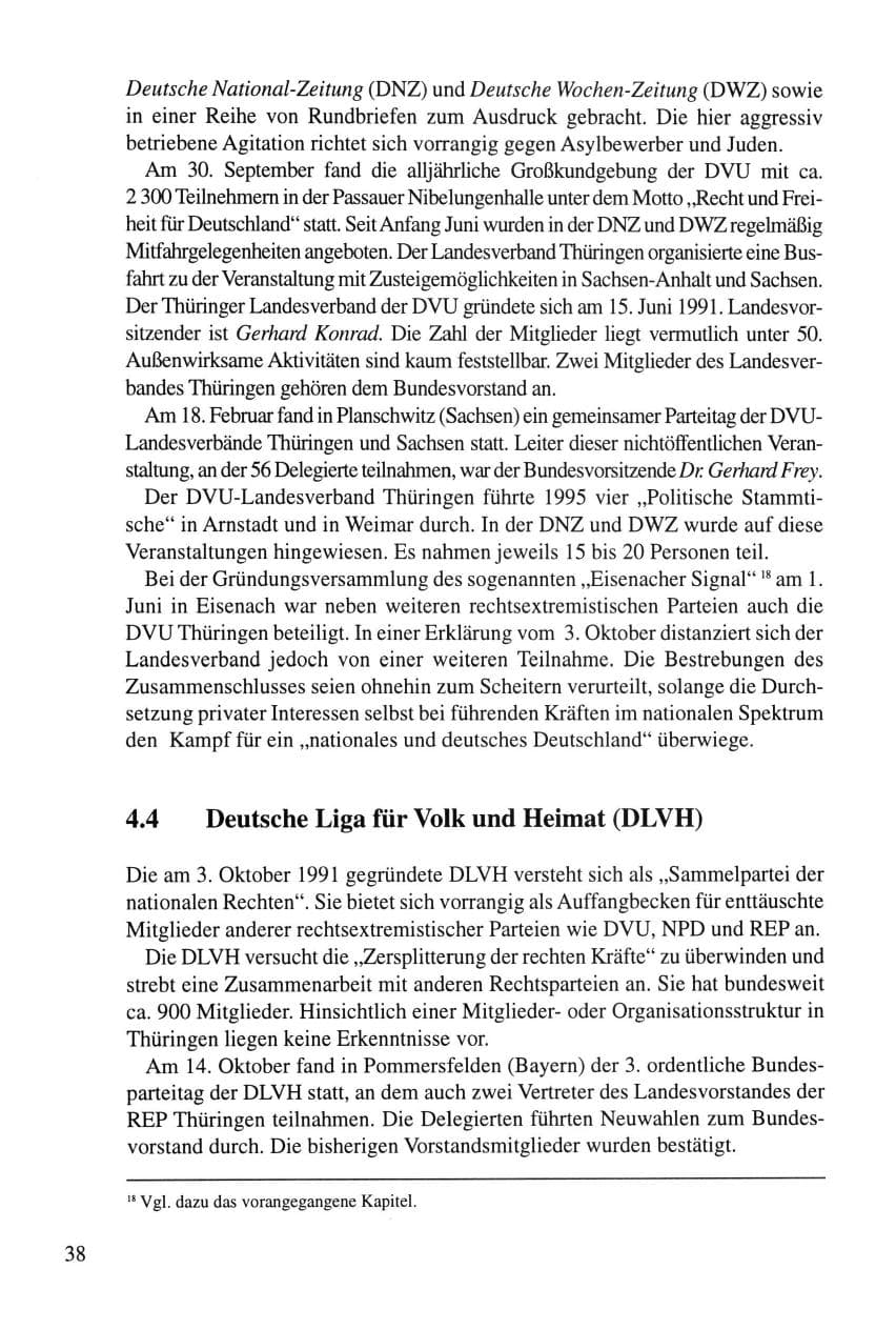 Seite 38 des Verfassungsschutzbericht 1995 Thüringen