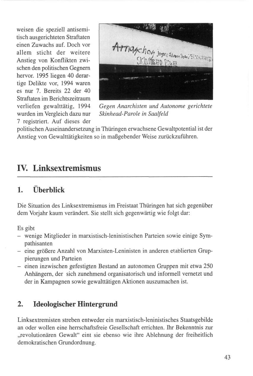 Seite 43 des Verfassungsschutzbericht 1995 Thüringen