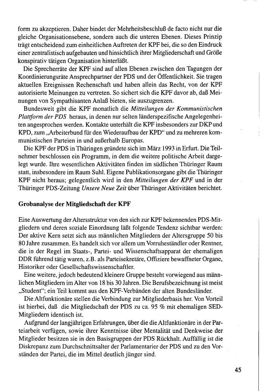 Seite 45 des Verfassungsschutzbericht 1995 Thüringen