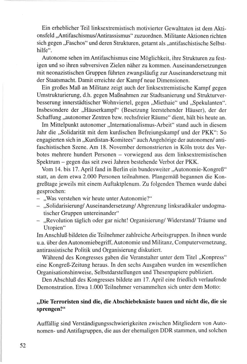 Seite 52 des Verfassungsschutzbericht 1995 Thüringen
