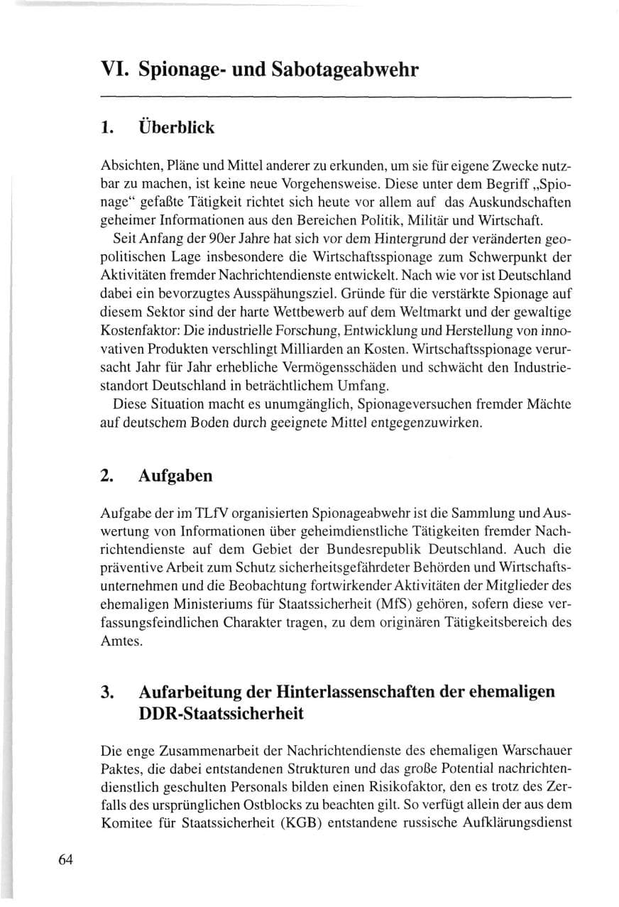 Seite 64 des Verfassungsschutzbericht 1995 Thüringen