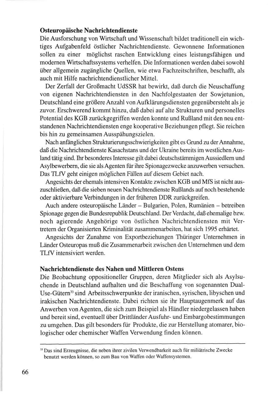 Seite 66 des Verfassungsschutzbericht 1995 Thüringen