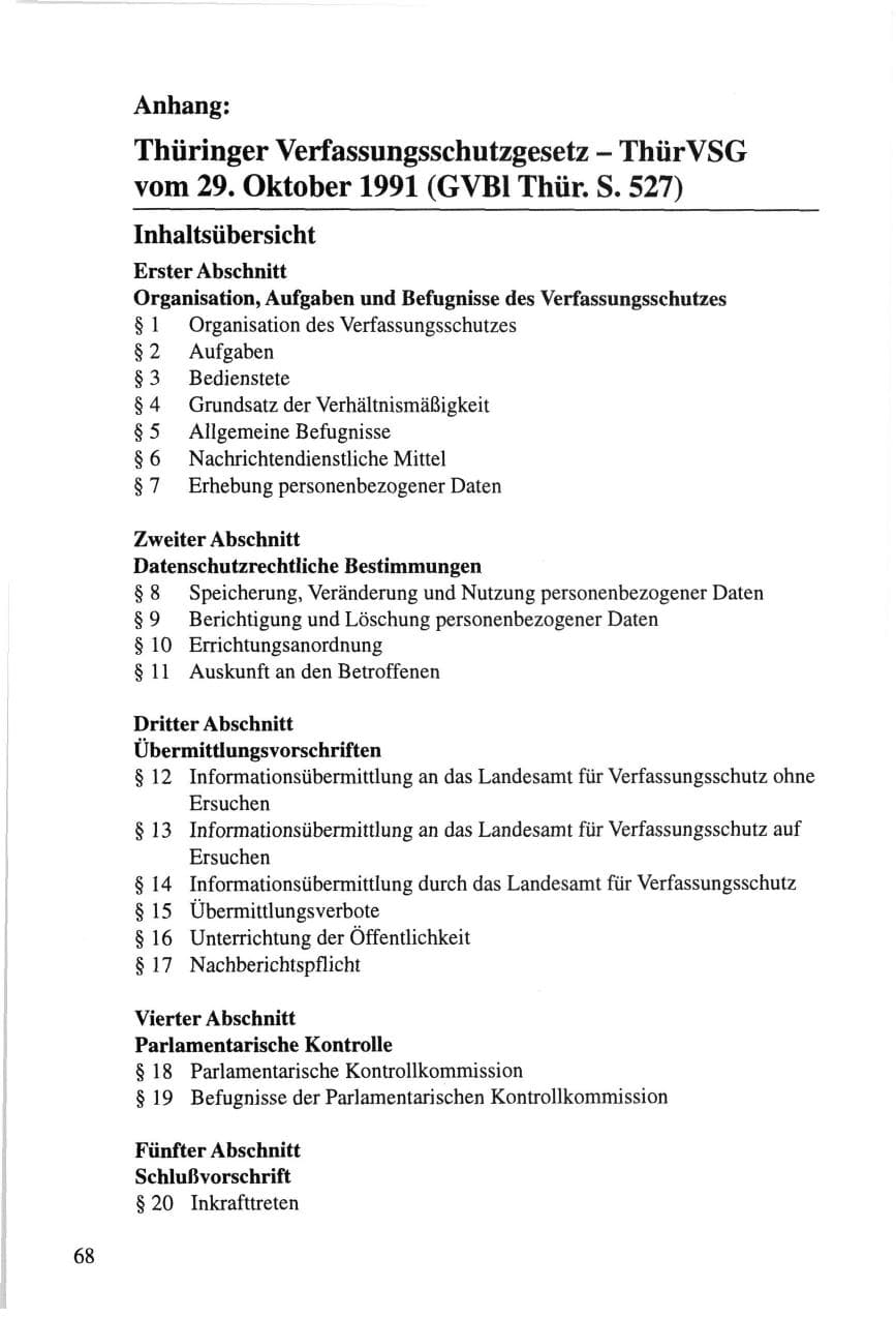 Seite 68 des Verfassungsschutzbericht 1995 Thüringen