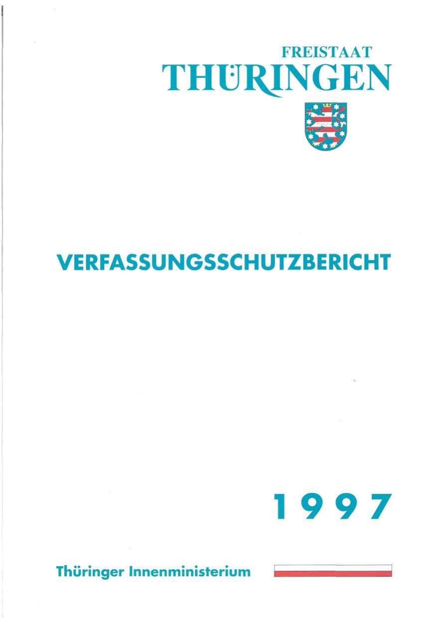 Seite 1 des Verfassungsschutzbericht 1997 Thüringen
