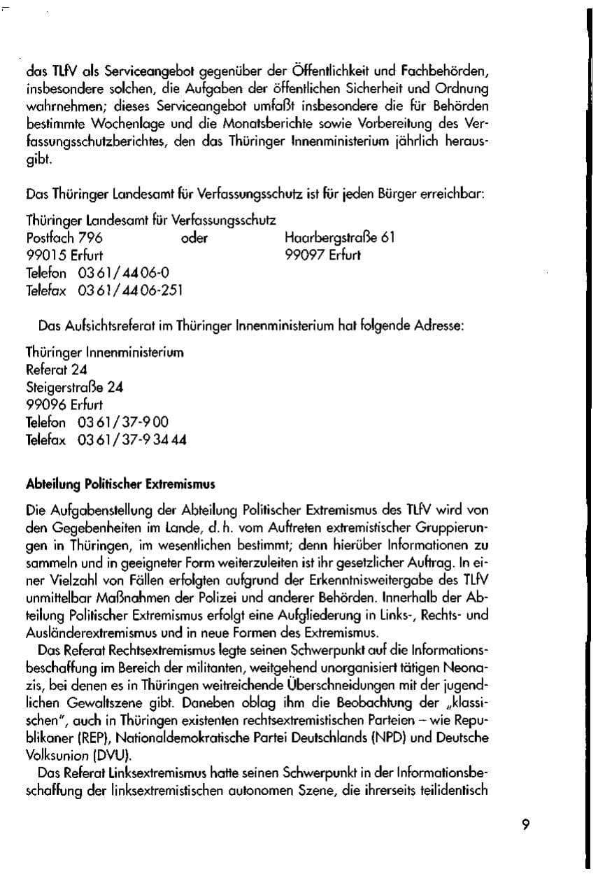 Seite 11 des Verfassungsschutzbericht 1997 Thüringen