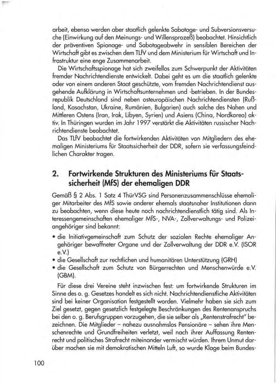 Seite 102 des Verfassungsschutzbericht 1997 Thüringen