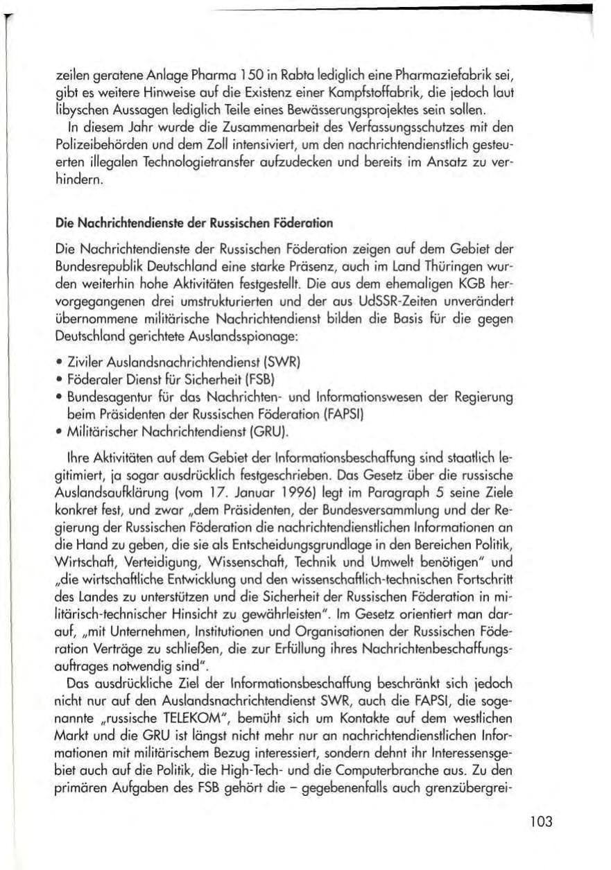 Seite 105 des Verfassungsschutzbericht 1997 Thüringen