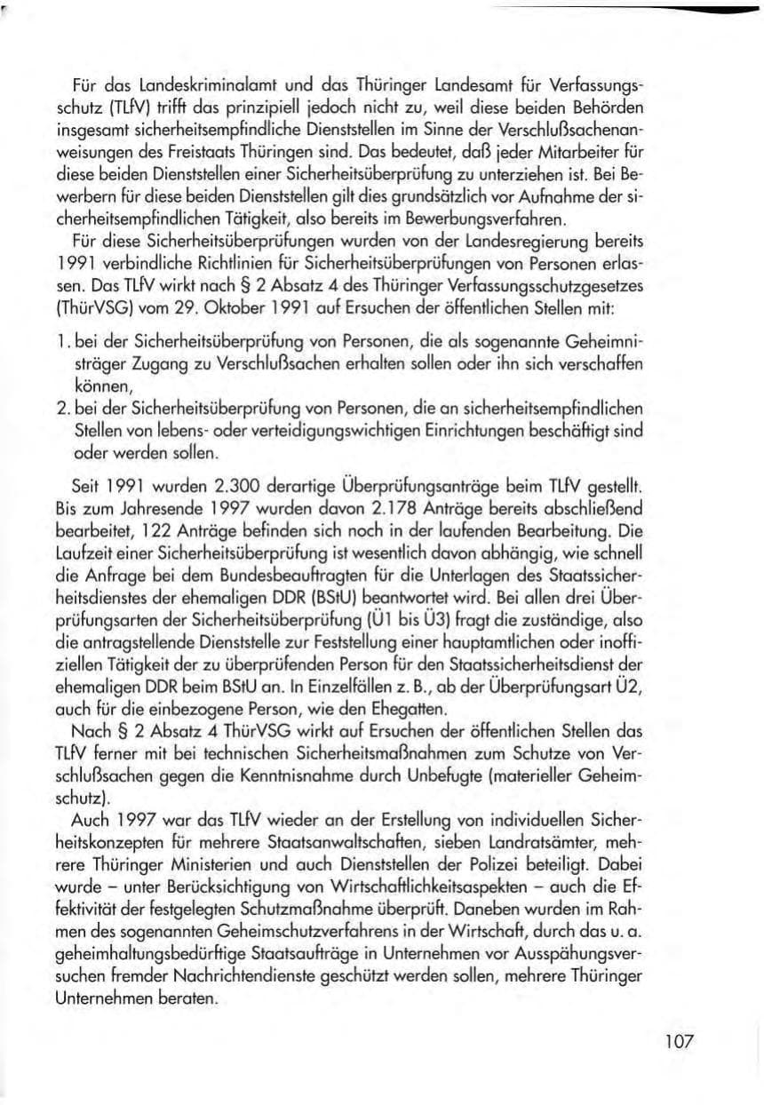 Seite 109 des Verfassungsschutzbericht 1997 Thüringen