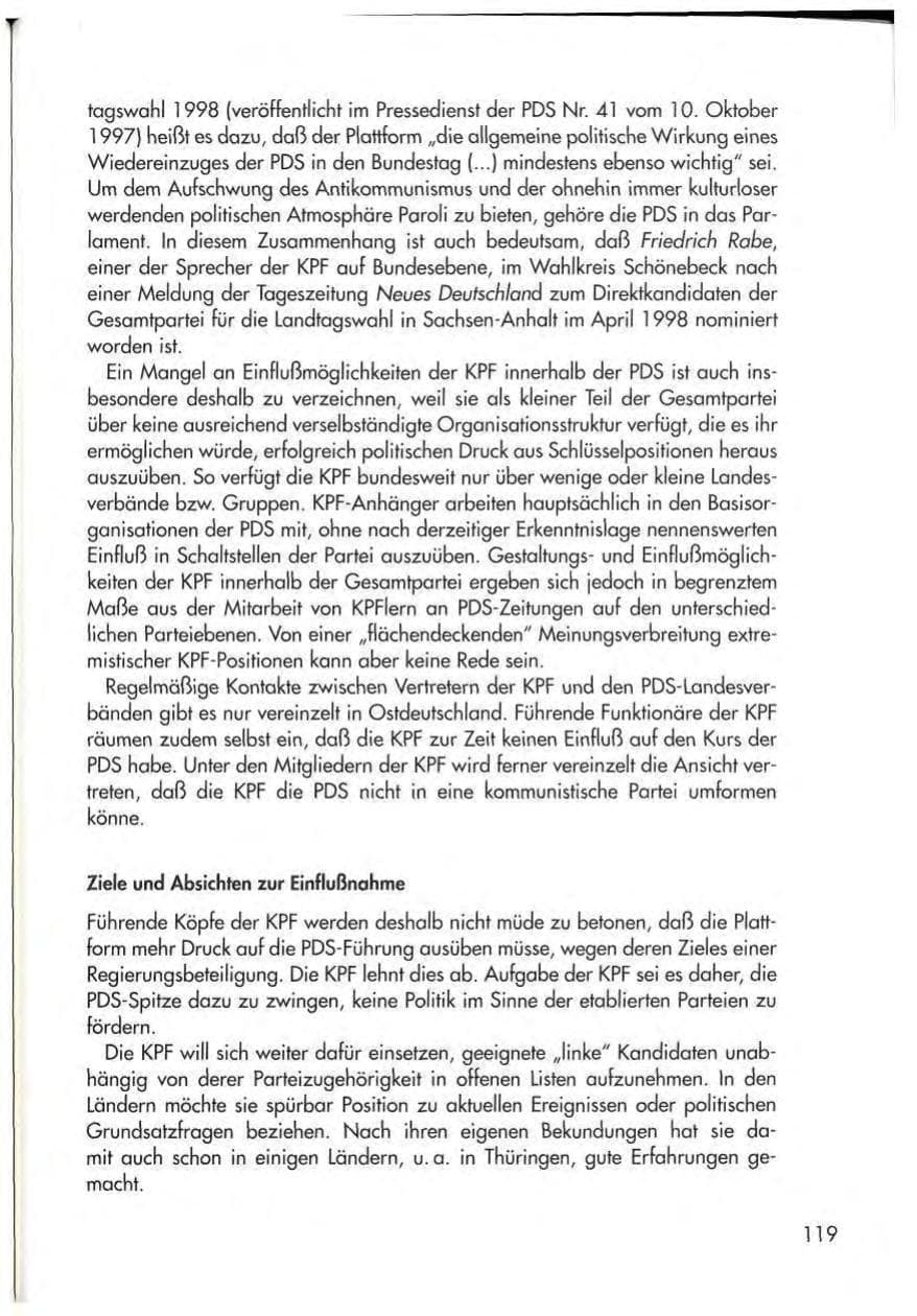 Seite 121 des Verfassungsschutzbericht 1997 Thüringen