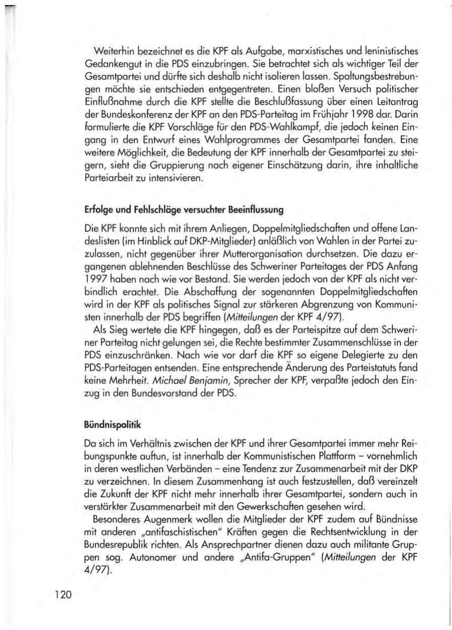 Seite 122 des Verfassungsschutzbericht 1997 Thüringen