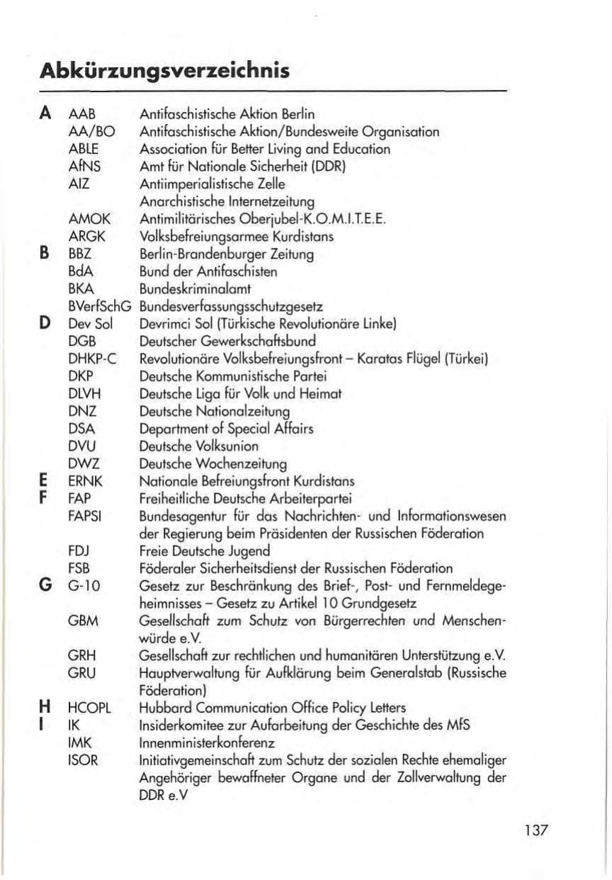Seite 139 des Verfassungsschutzbericht 1997 Thüringen