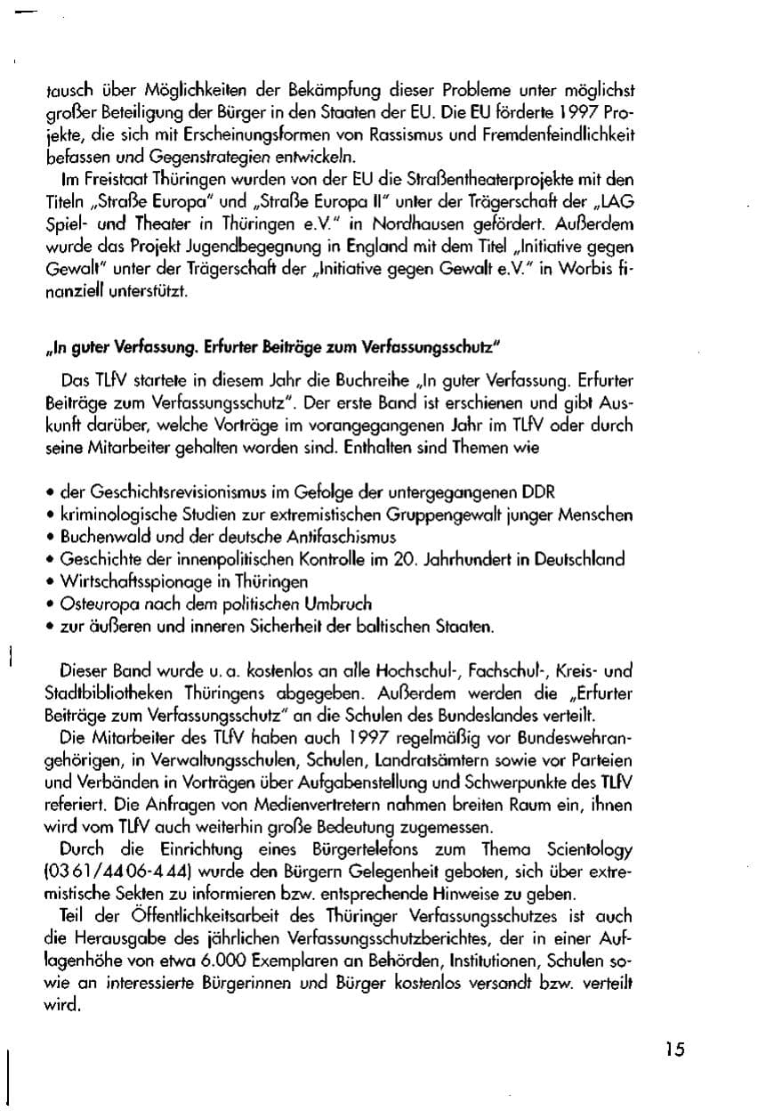 Seite 17 des Verfassungsschutzbericht 1997 Thüringen