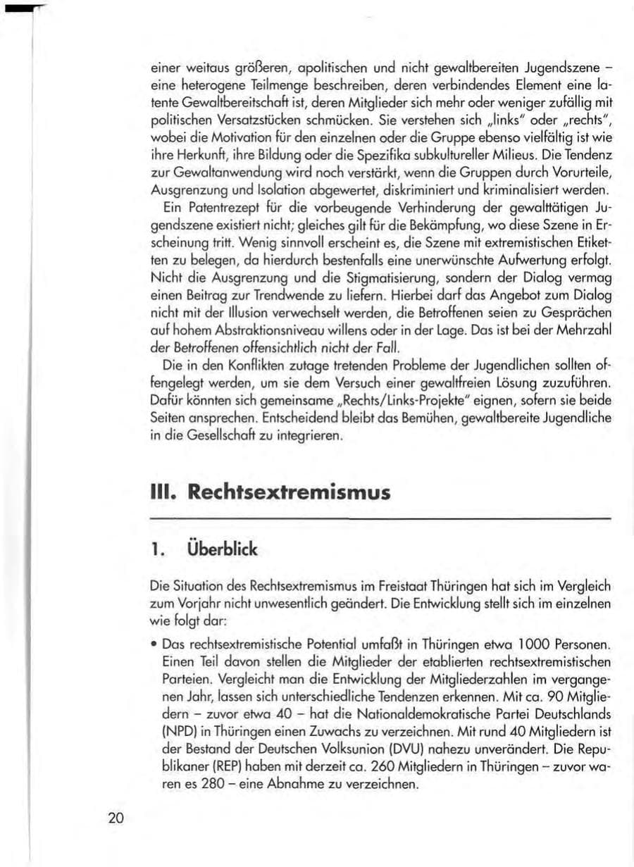 Seite 22 des Verfassungsschutzbericht 1997 Thüringen