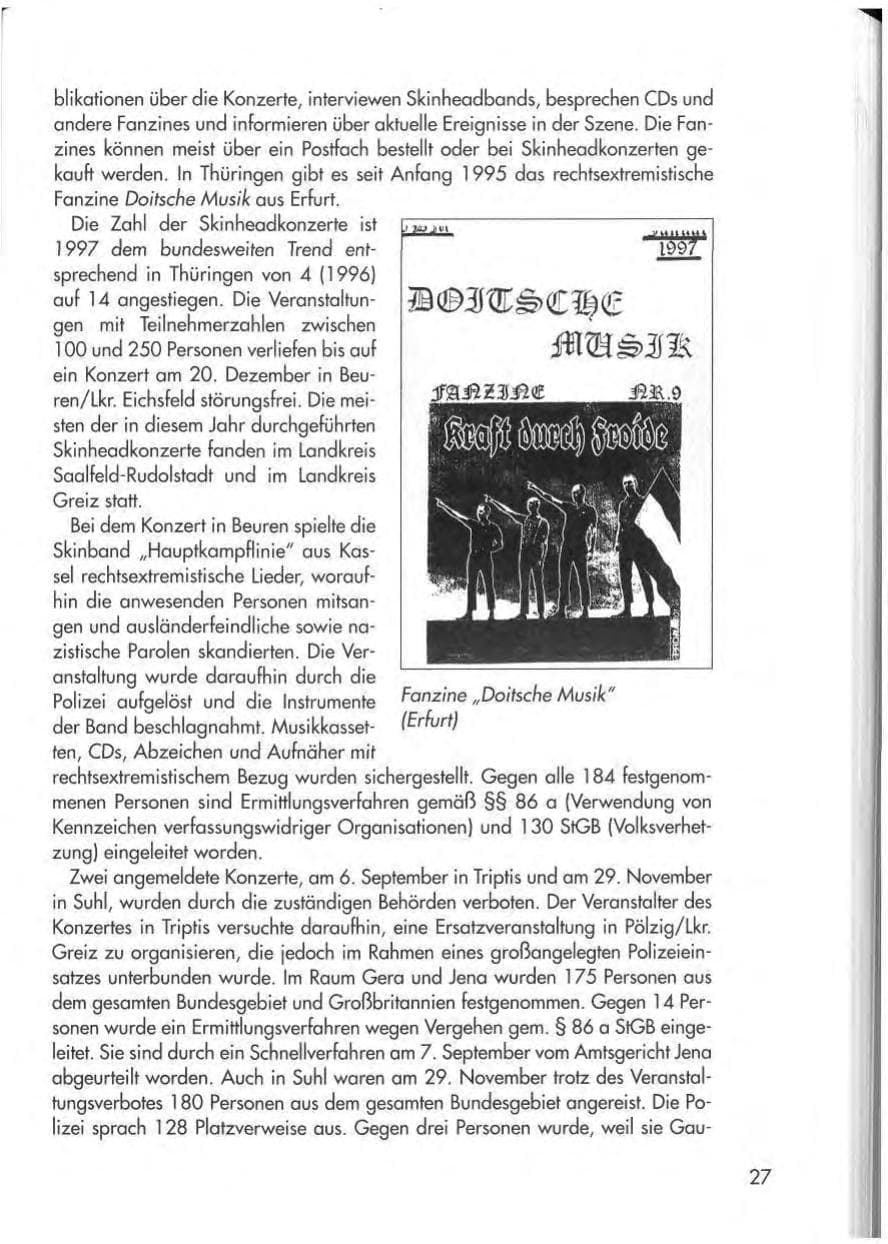 Seite 29 des Verfassungsschutzbericht 1997 Thüringen