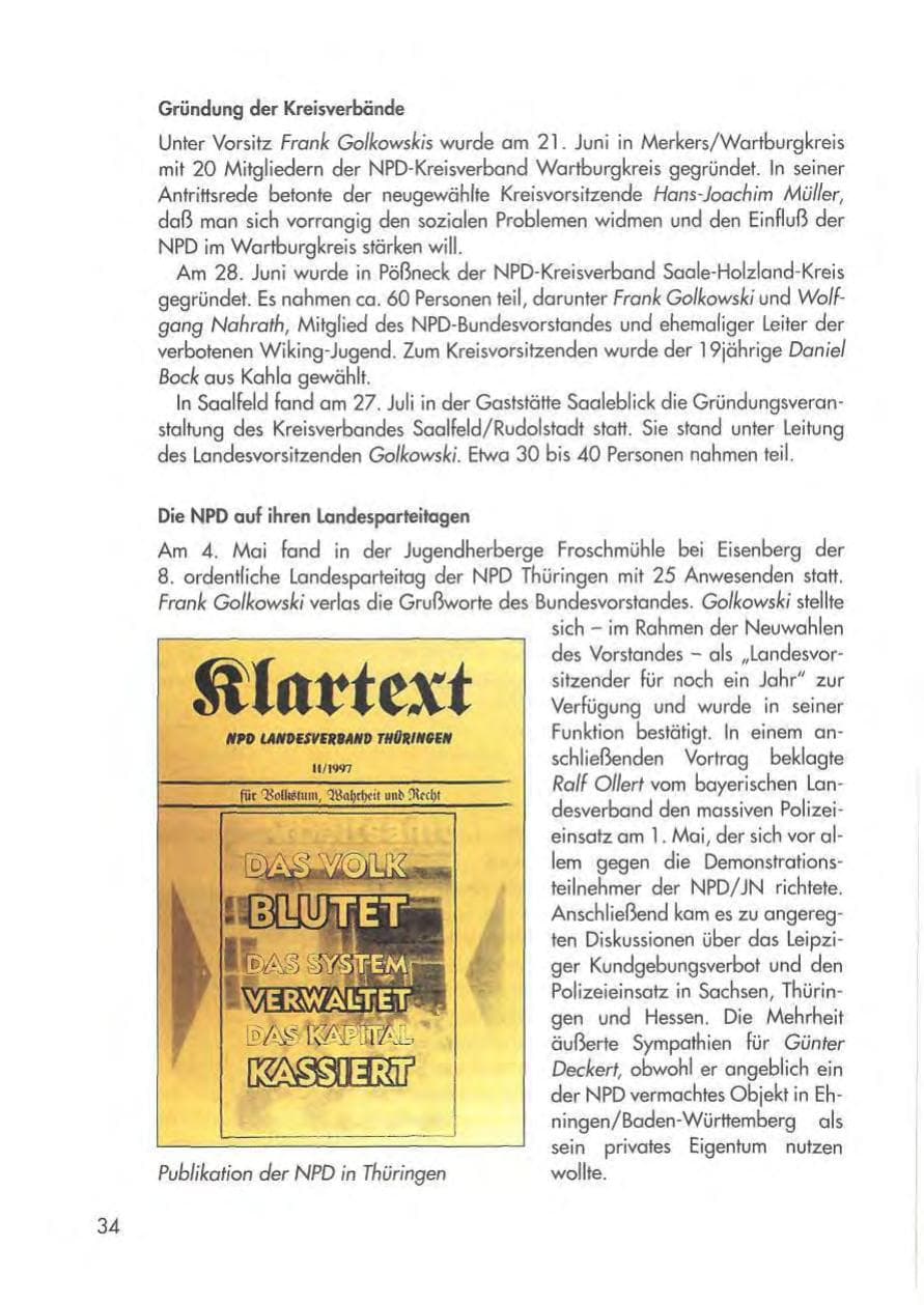 Seite 36 des Verfassungsschutzbericht 1997 Thüringen