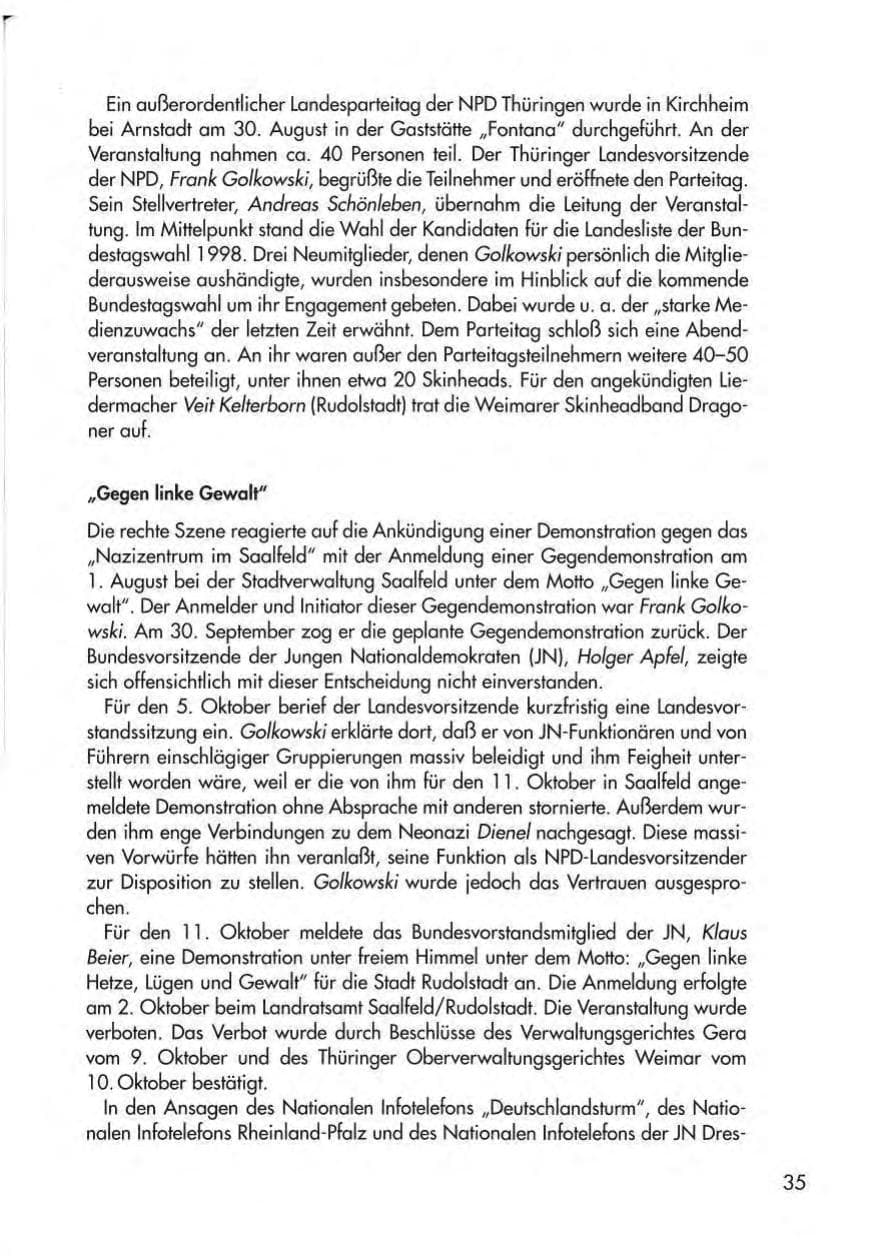 Seite 37 des Verfassungsschutzbericht 1997 Thüringen