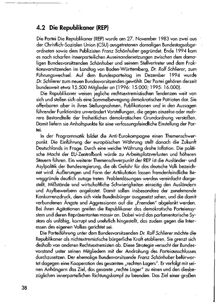 Seite 40 des Verfassungsschutzbericht 1997 Thüringen