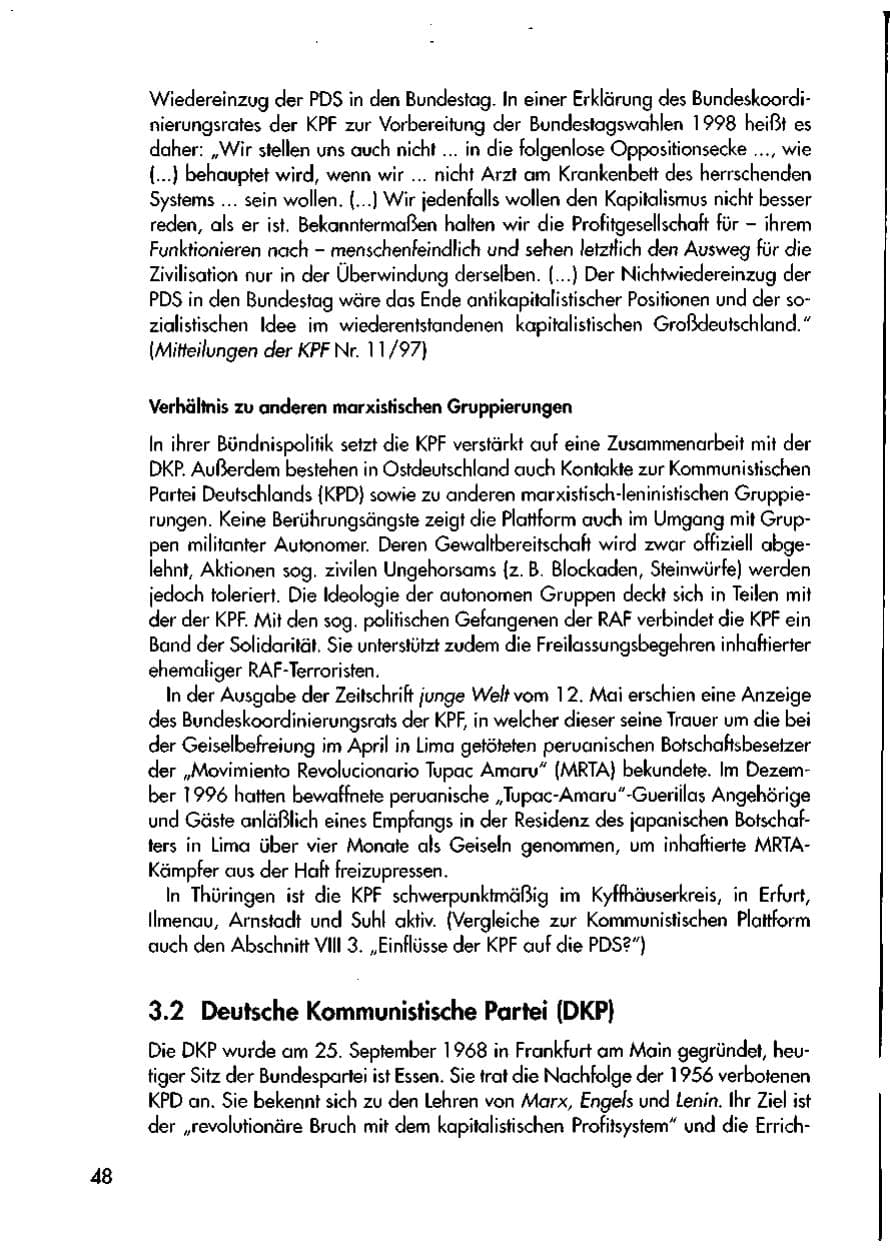 Seite 50 des Verfassungsschutzbericht 1997 Thüringen