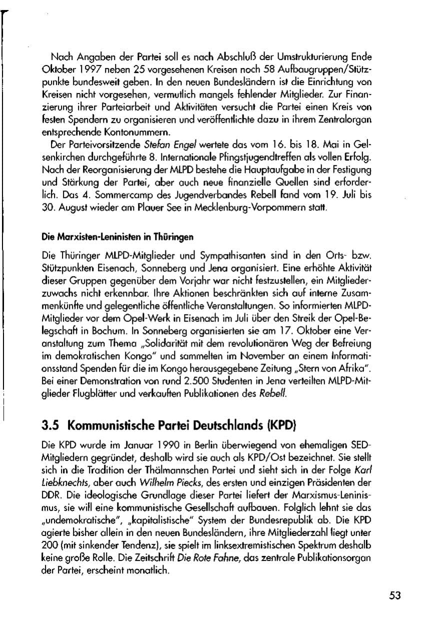 Seite 55 des Verfassungsschutzbericht 1997 Thüringen