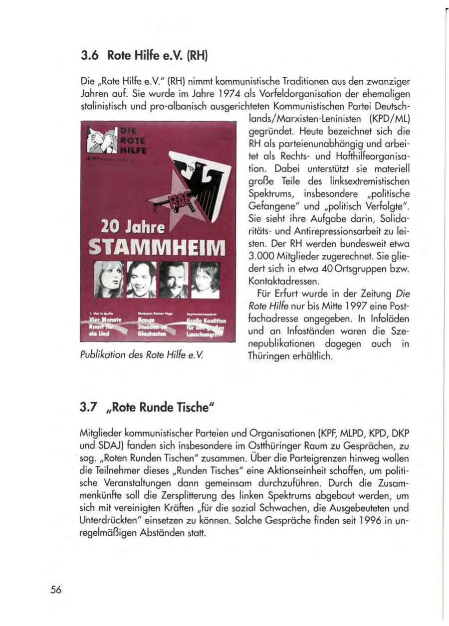 Seite 58 des Verfassungsschutzbericht 1997 Thüringen