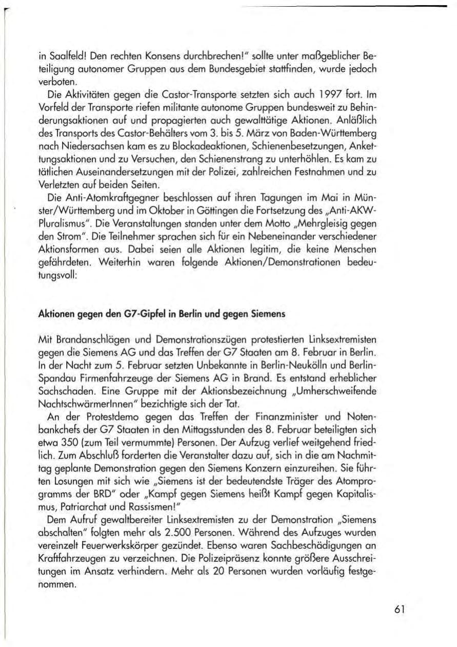 Seite 63 des Verfassungsschutzbericht 1997 Thüringen