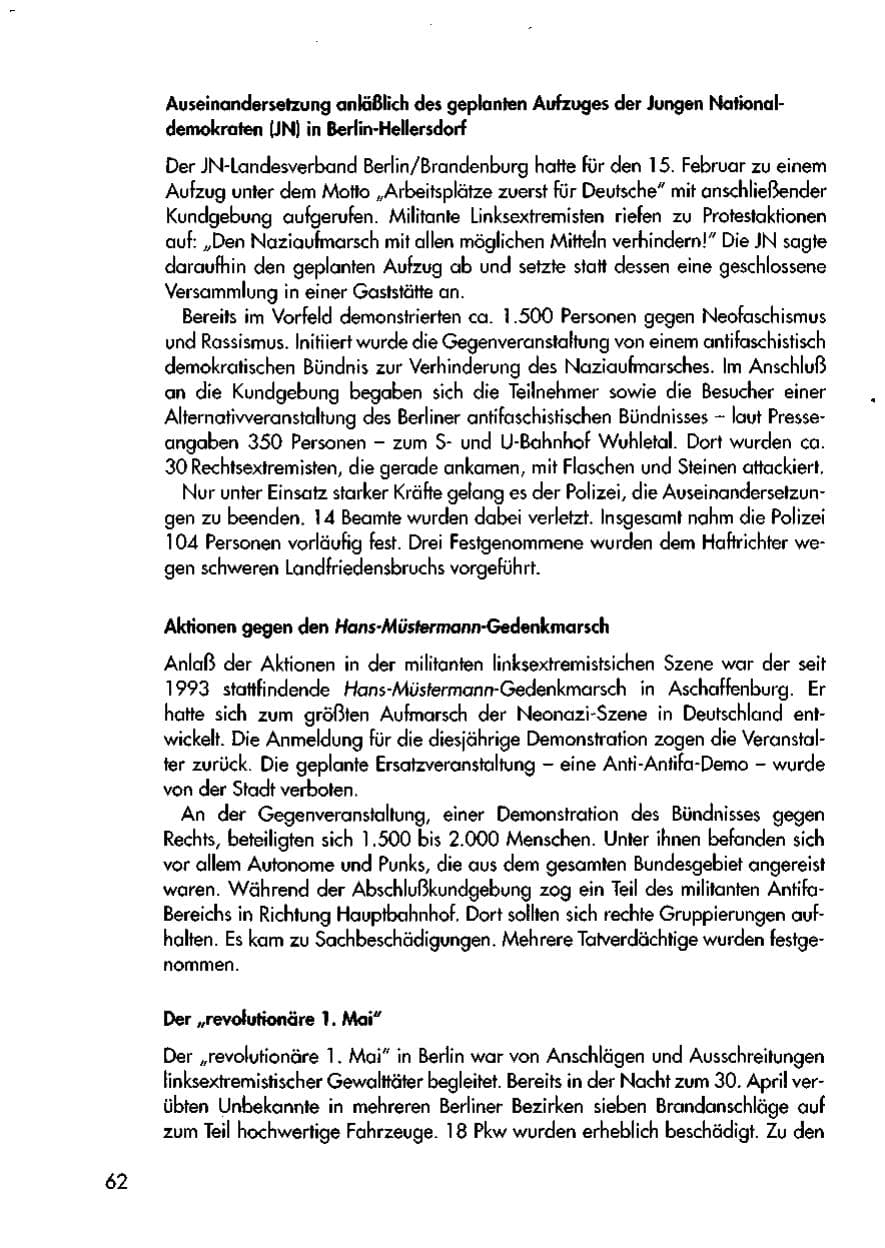 Seite 64 des Verfassungsschutzbericht 1997 Thüringen