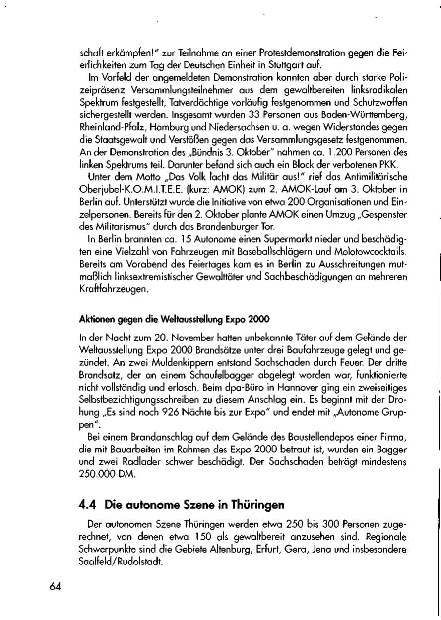 Seite 66 des Verfassungsschutzbericht 1997 Thüringen