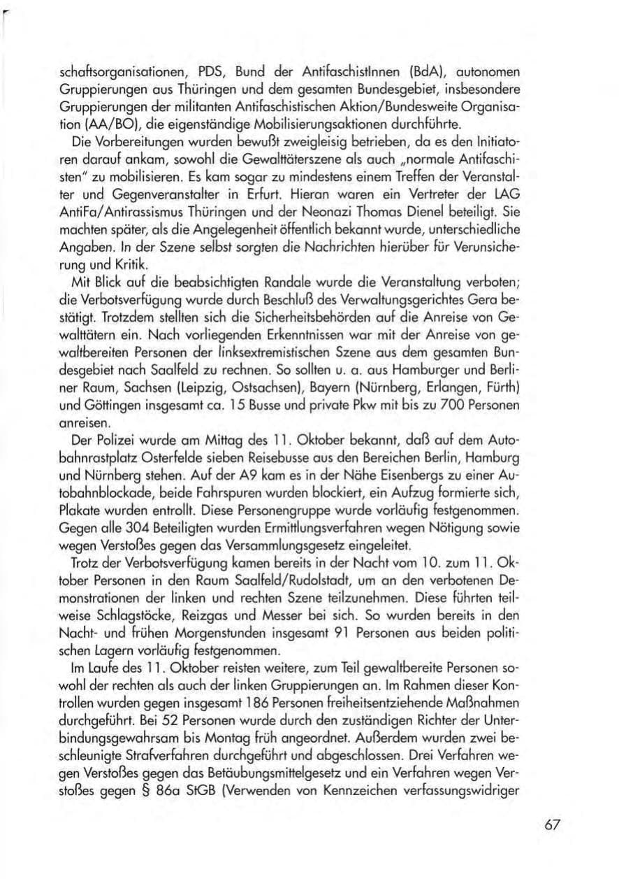 Seite 69 des Verfassungsschutzbericht 1997 Thüringen