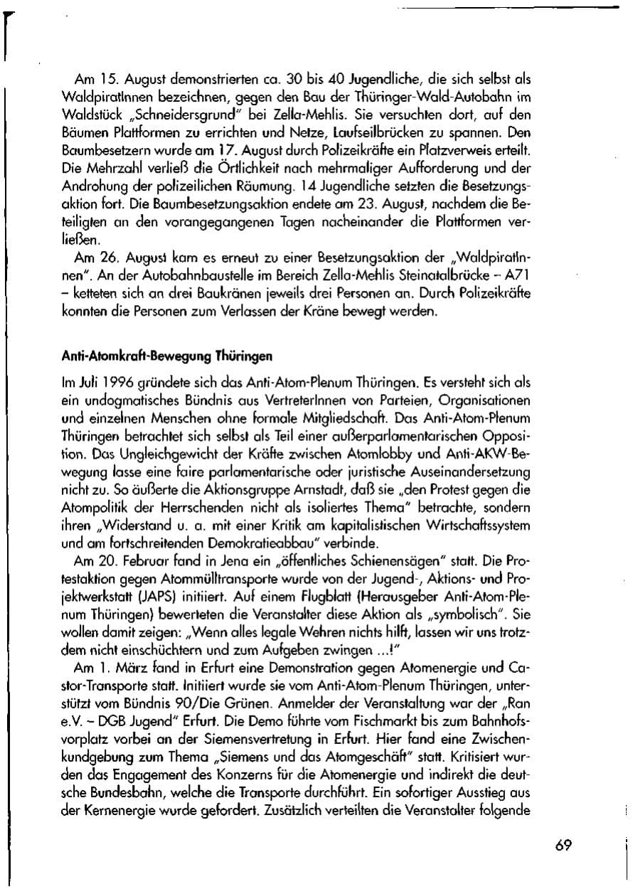 Seite 71 des Verfassungsschutzbericht 1997 Thüringen
