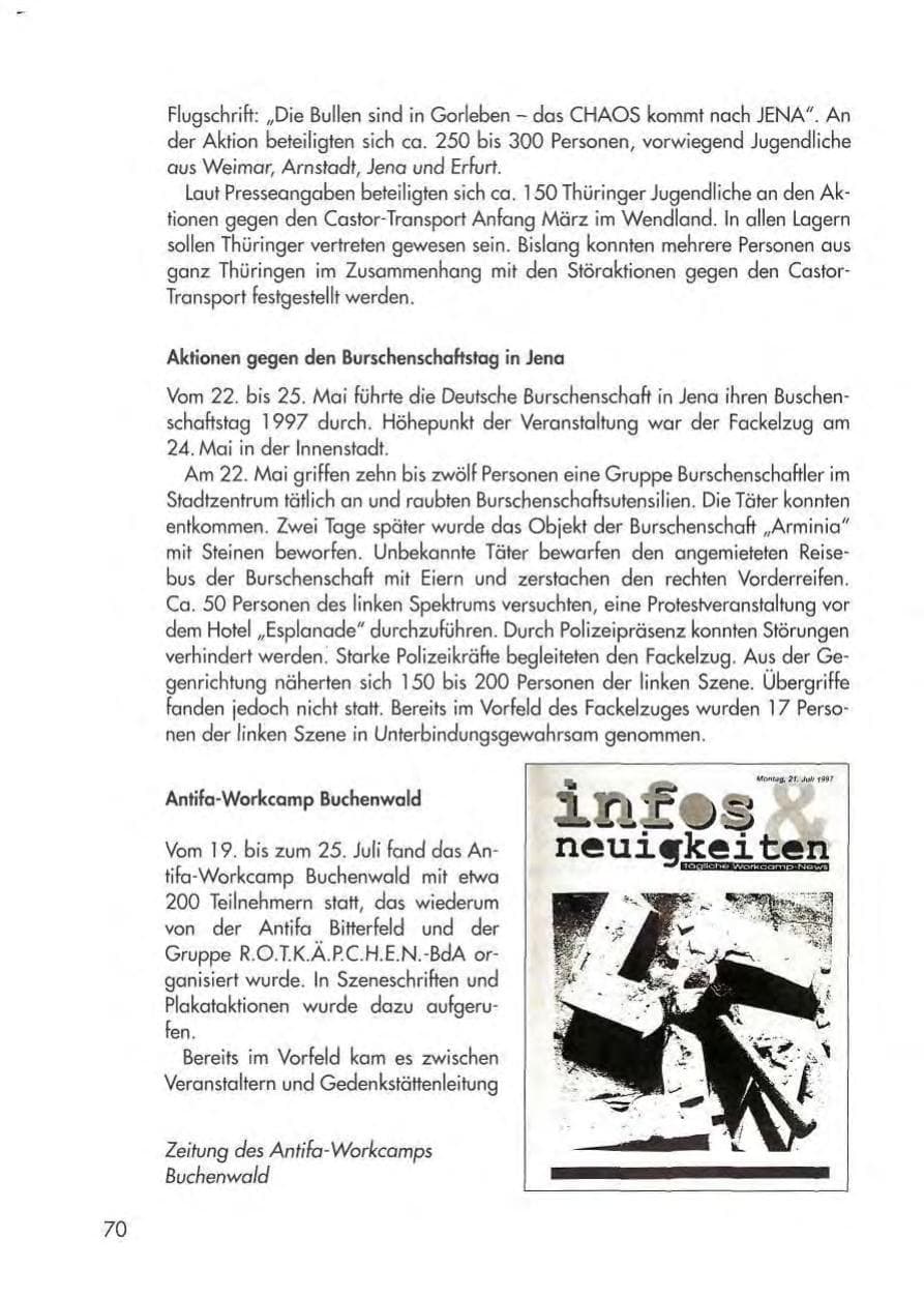 Seite 72 des Verfassungsschutzbericht 1997 Thüringen